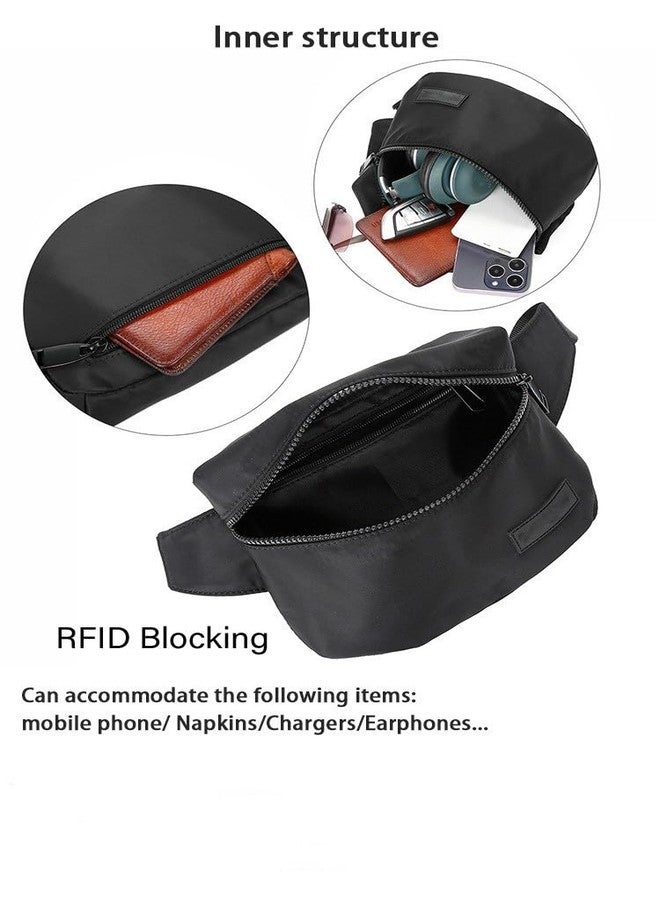 VERSATTA Fanny Packs for Women with RFID Blocking, Water Resistant Mini Fanny Pack for Men, Ajustable Waist Bag Anti Theft Crossbody Bags for Women, Small Travel Fanny Pack, Lightweight Belt Bag Black - Image 4